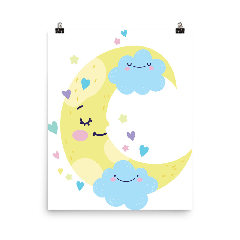Sleepy Moon - Sustainably Made Wall Poster