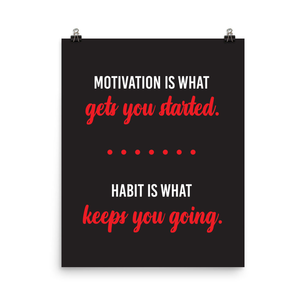 Motivation is what get you started. Habit is what keeps you going - Sustainably Made Home & Office Motivational Wall Posters.