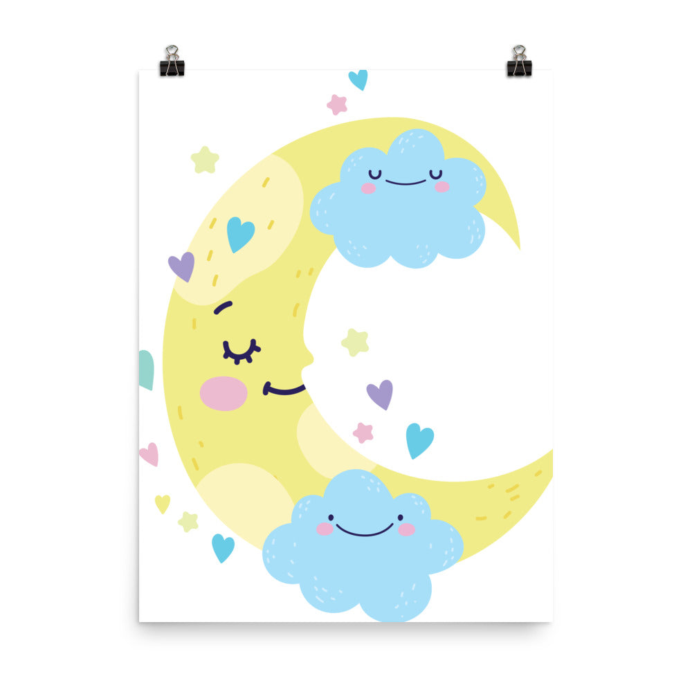 Sleepy Moon - Sustainably Made Wall Poster