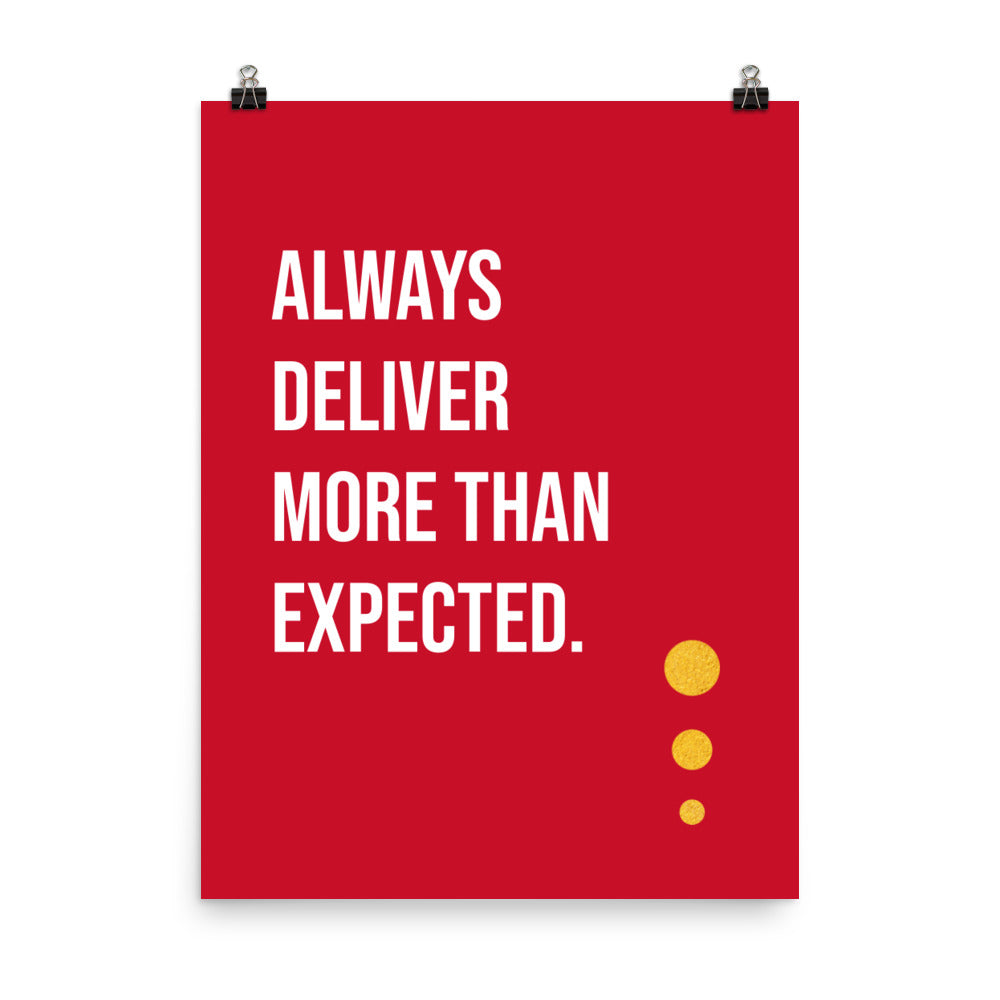 Always deliver more than expected - Sustainably Made Home & Office Motivational Wall Posters.