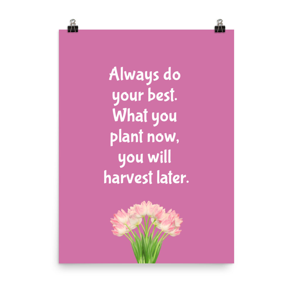 Always do your best. What you plant now, you will harvest later - Sustainably Made Home & Office Motivational Wall Posters.