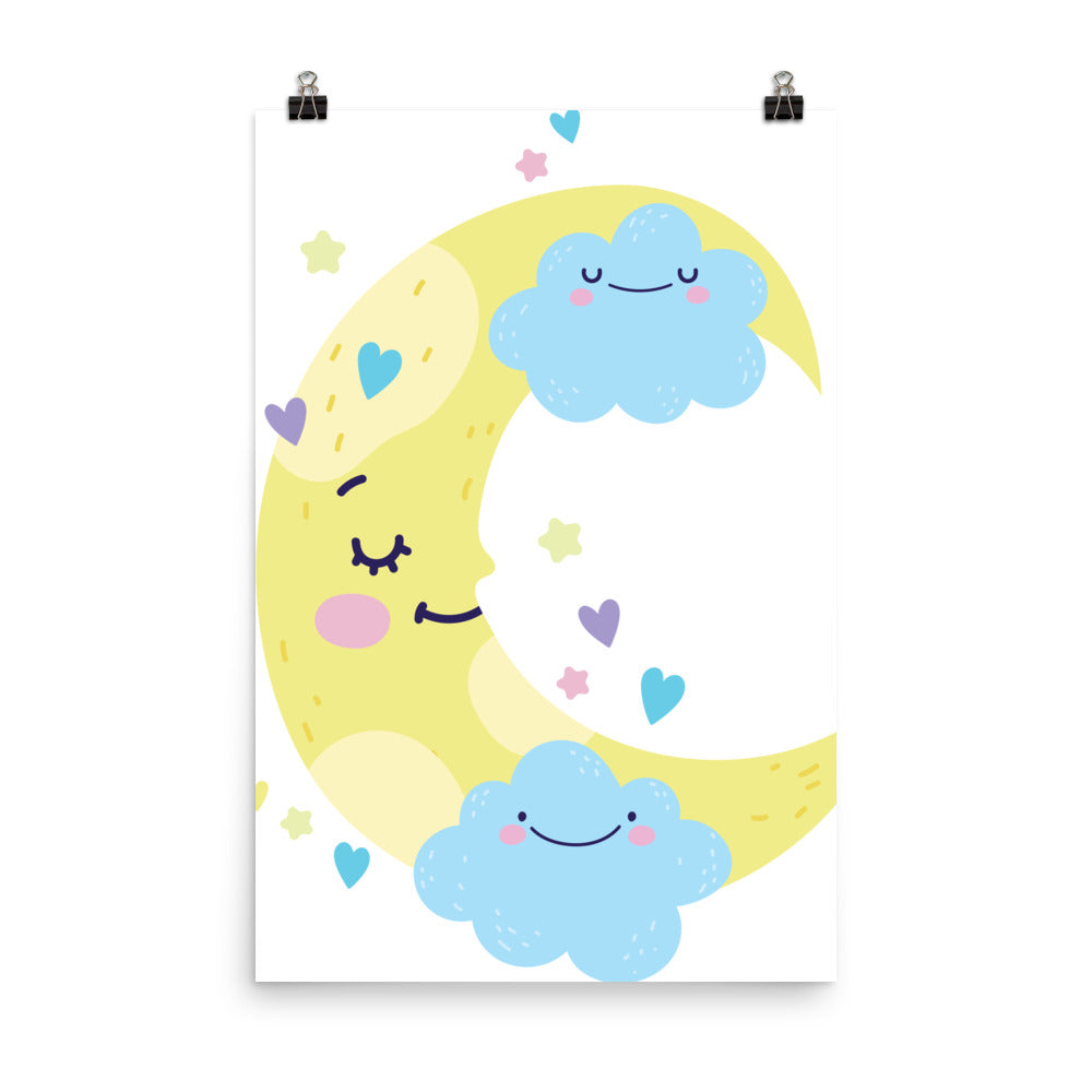 Sleepy Moon - Sustainably Made Wall Poster