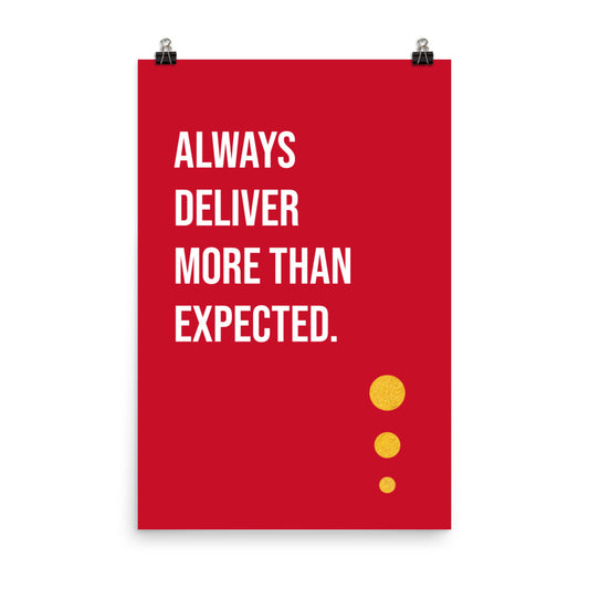 Always deliver more than expected - Sustainably Made Home & Office Motivational Wall Posters.