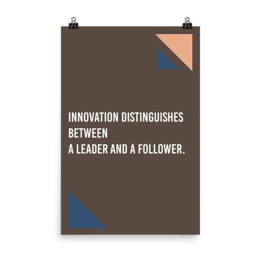 Innovation distinguishes between a leader and a follower - Sustainably Made Home & Office Motivational Wall Posters.