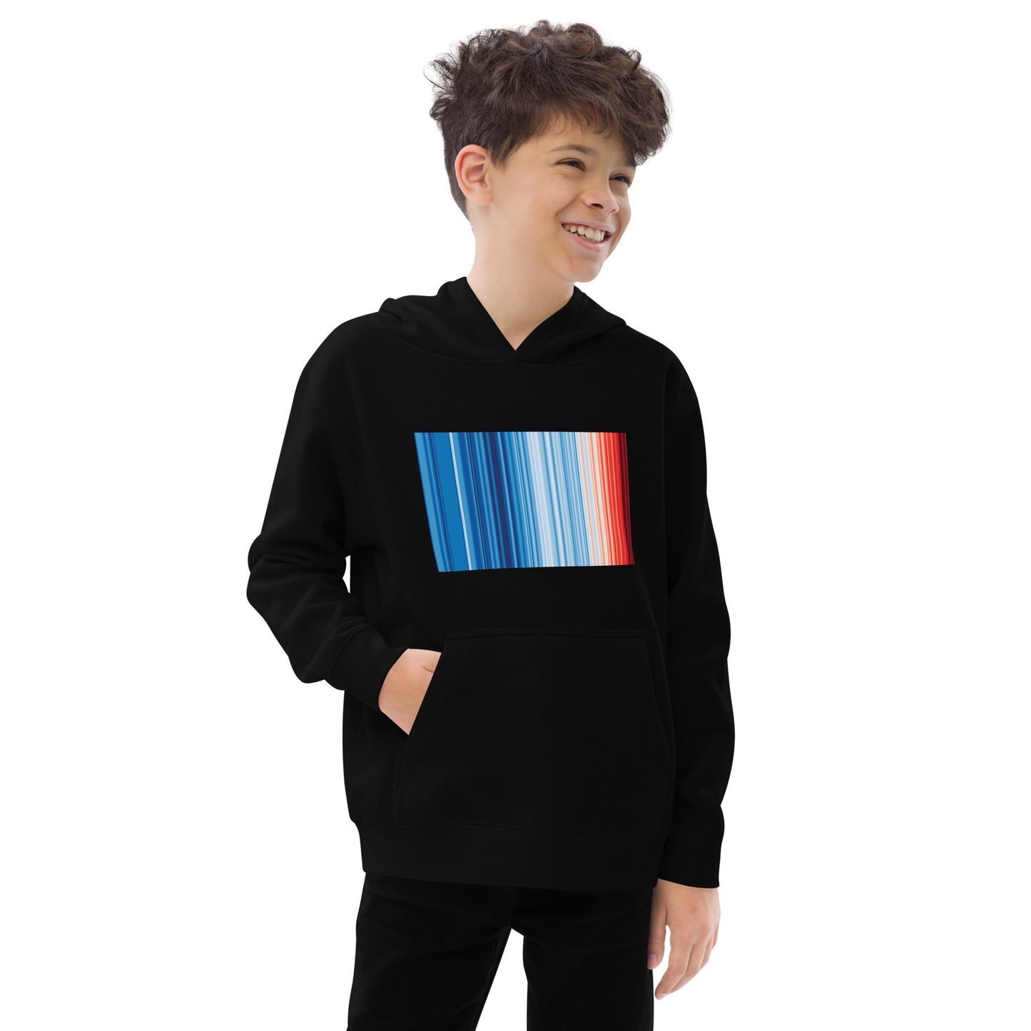 Climate Change Global Warming Stripes - Sustainably Made Kid's Hoodie