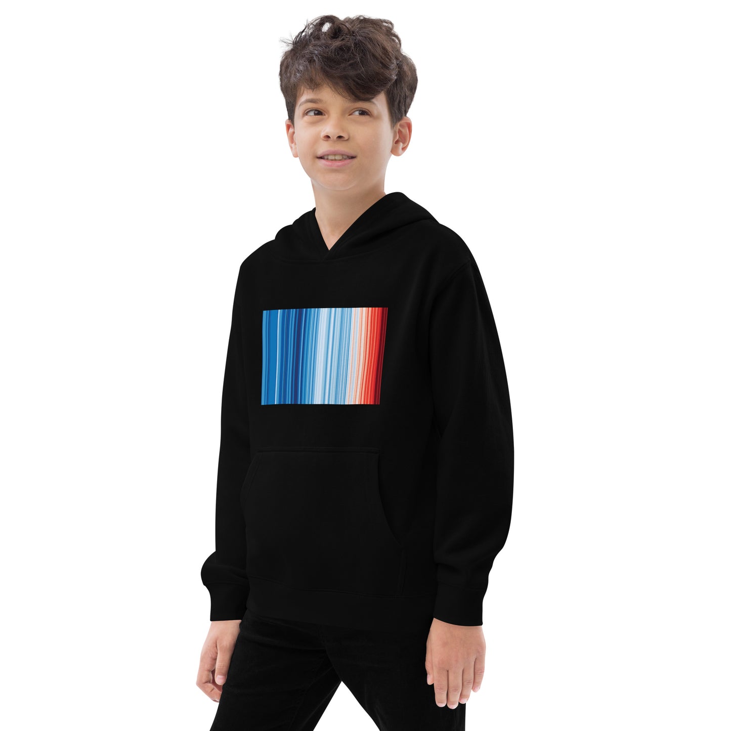 Climate Change Global Warming Stripes - Sustainably Made Kid's Hoodie