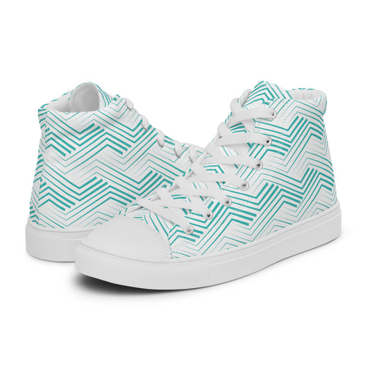 Blue Zigzag - Men’s high top canvas shoes