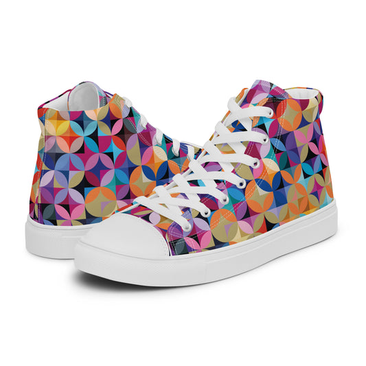 Multicolor Illusions - Men’s high top canvas shoes