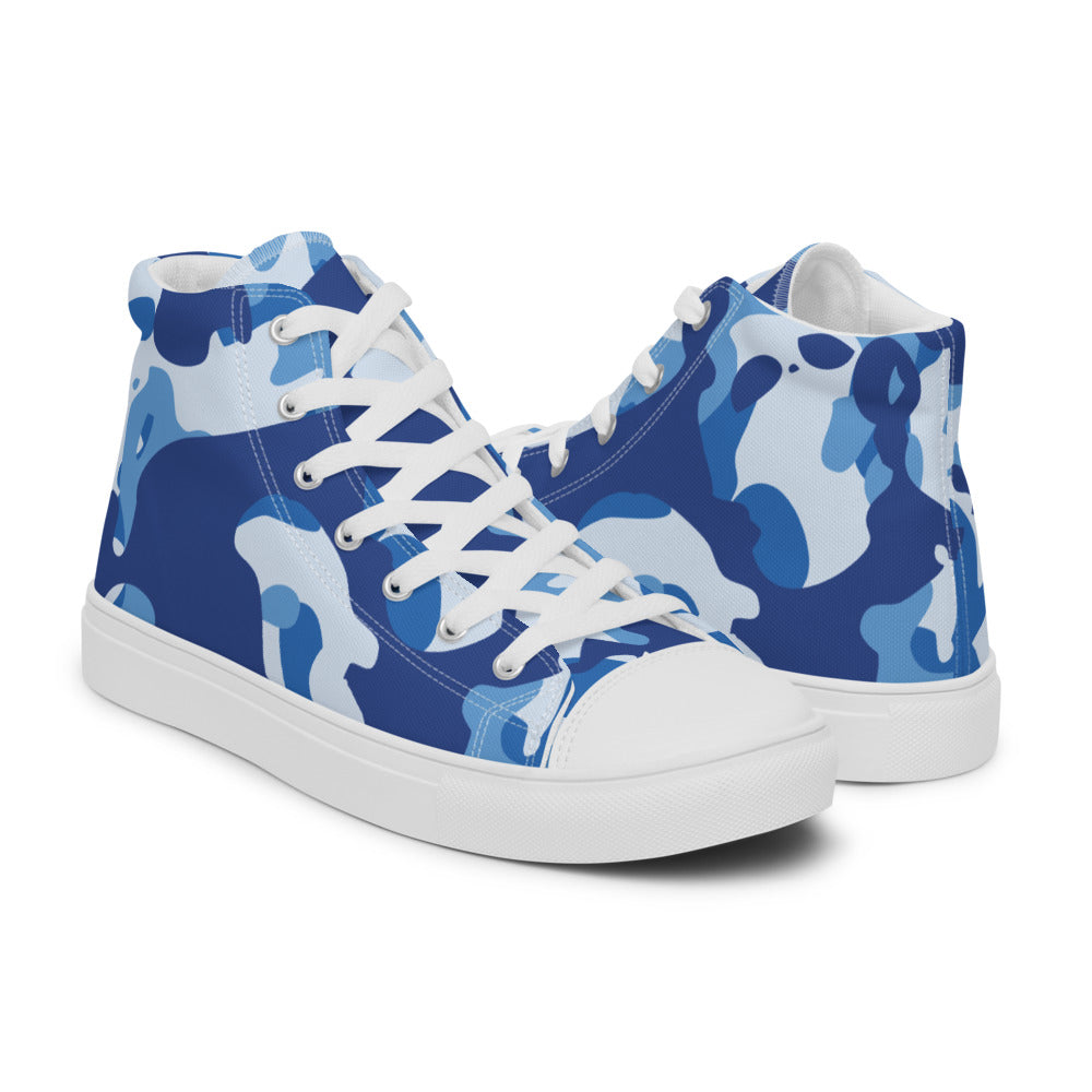 Blue Camo - Sustainably Made Men's High Top Canvas Shoes