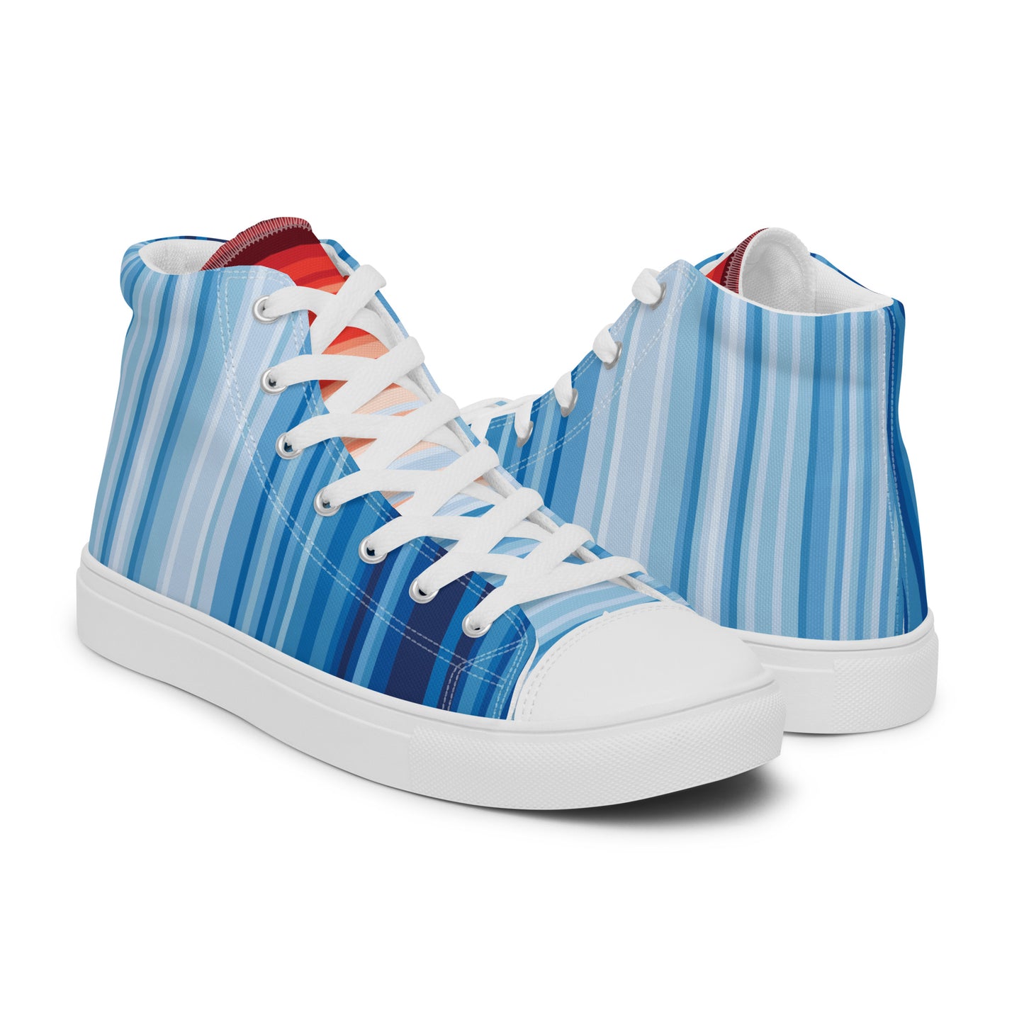 Climate Change Global Warming Stripes - Sustainably Made Men’s high top canvas shoes