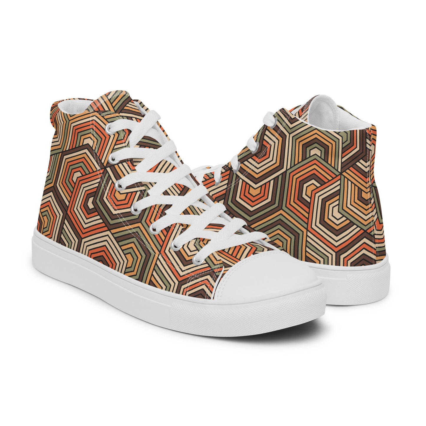 Hexagonal Retro Pattern - Men’s high top canvas shoes