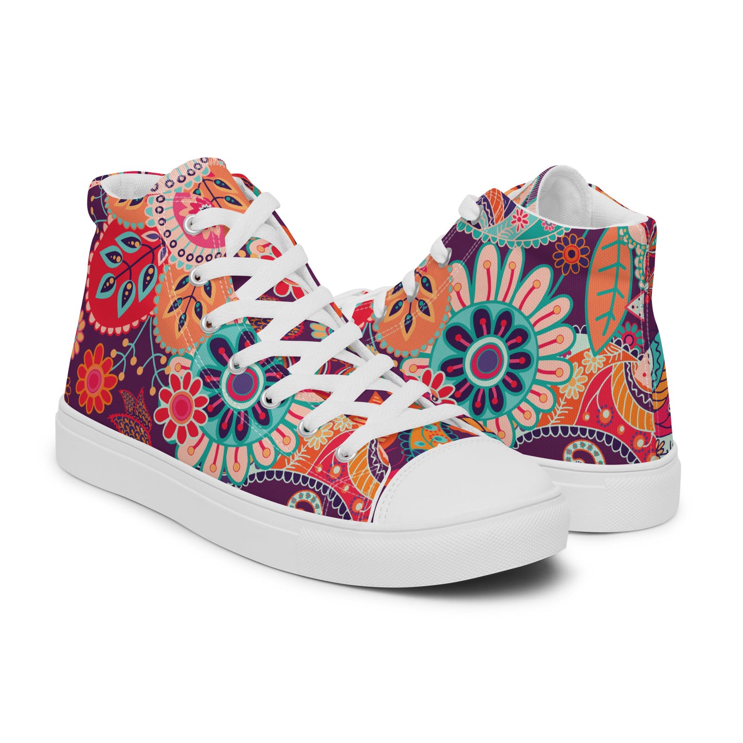 Floral Orange Tribe - Men’s high top canvas shoes