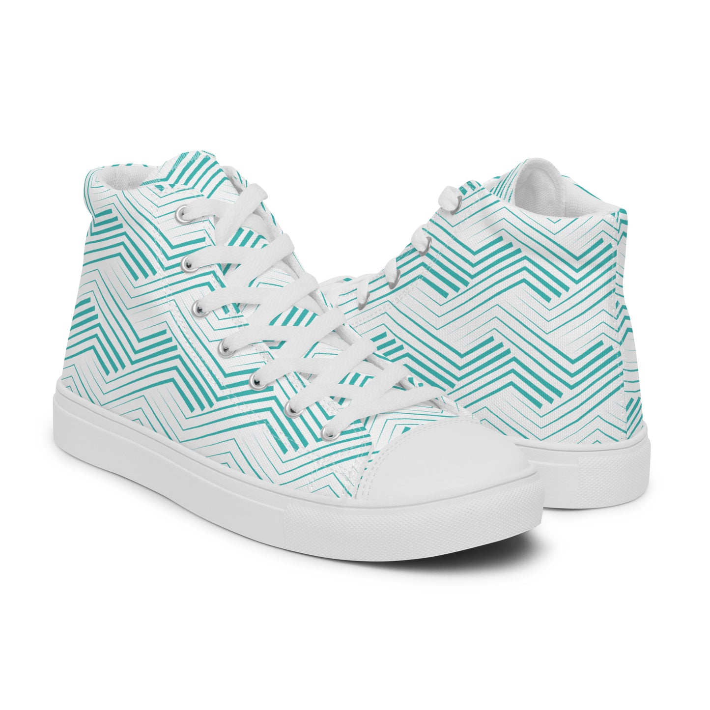 Blue Zigzag - Men’s high top canvas shoes