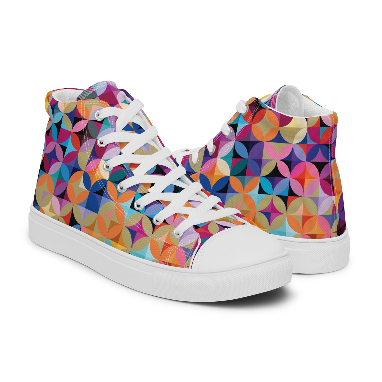 Multicolor Illusions - Men’s high top canvas shoes