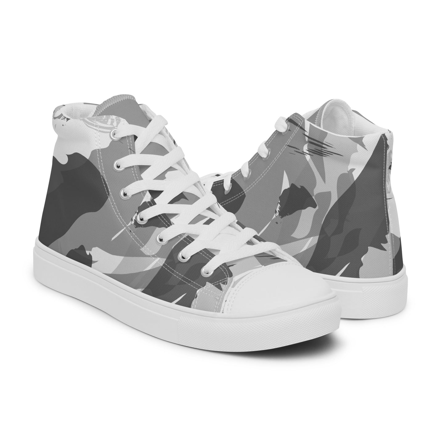 Snow Camo- Sustainably Made Men’s high top canvas shoes