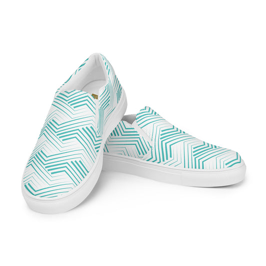 Blue Zigzag - Men’s slip-on canvas shoes