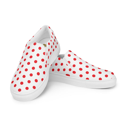 Red Polkadot - Inspired By Harry Styles - Sustainably Made Men’s slip-on canvas shoes
