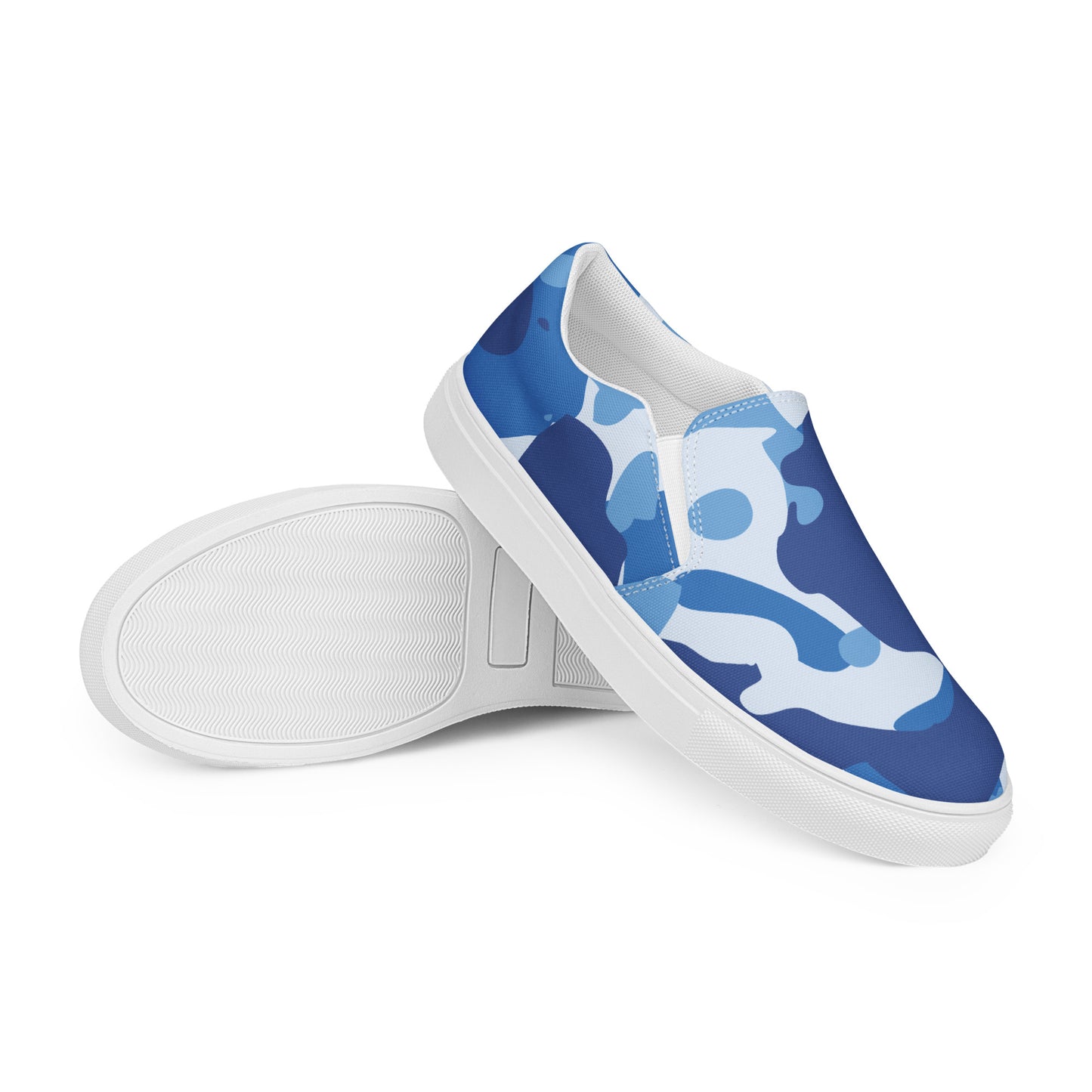 Blue Camo - Sustainably Made Men's Slip-On Canvas Shoes