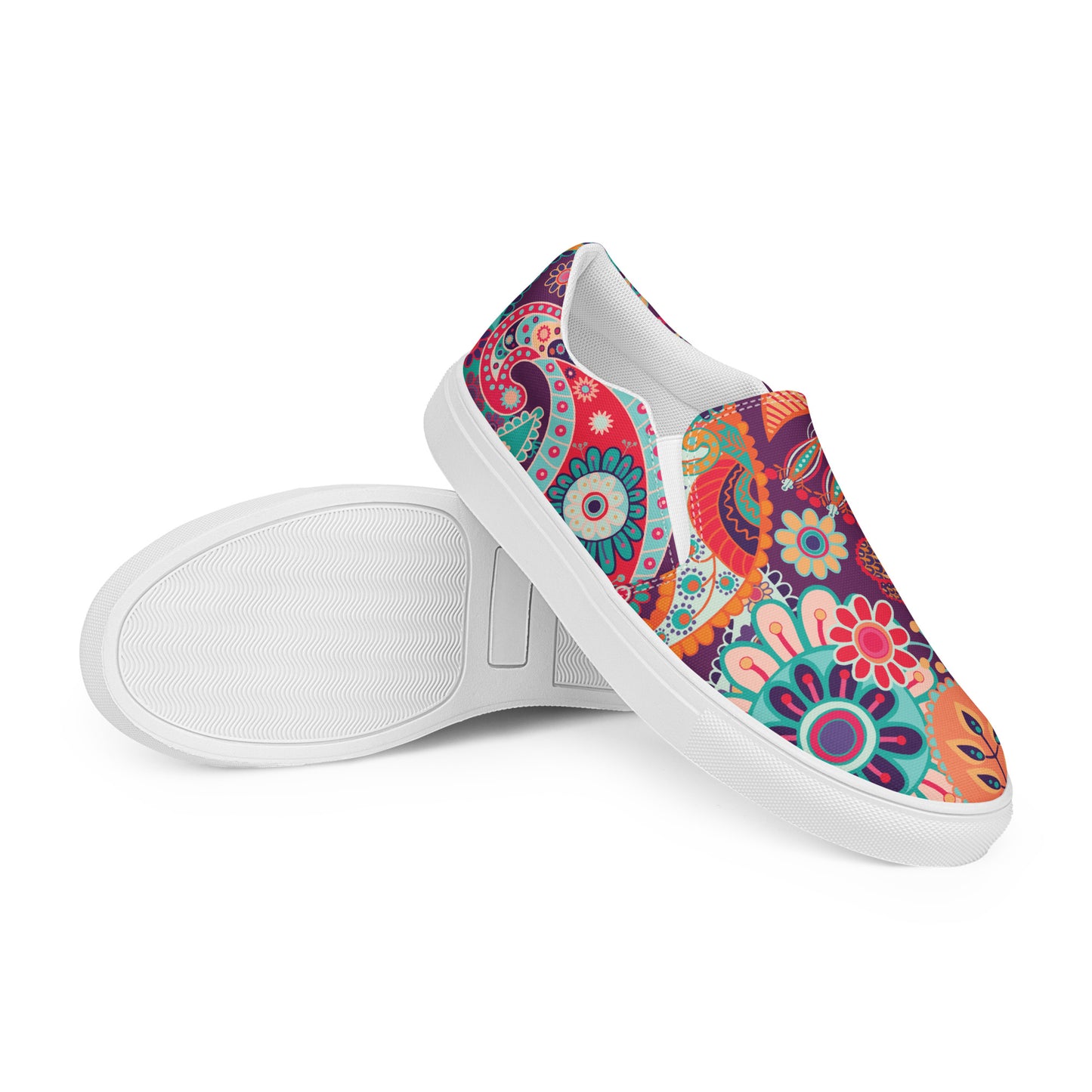 Floral Orange Tribe - Men’s slip-on canvas shoes