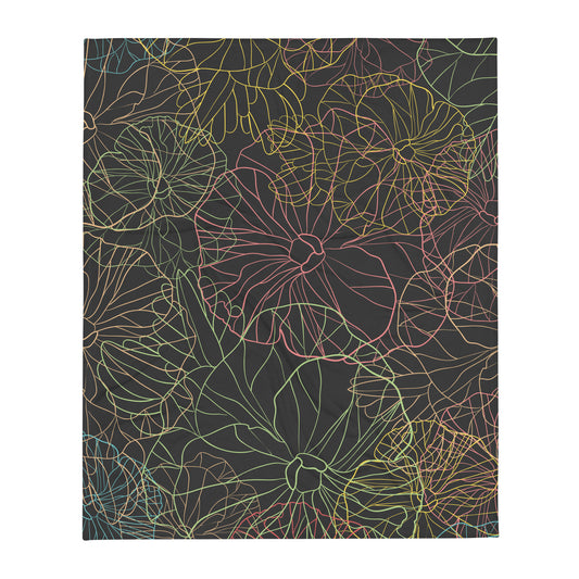 Neon Dark Floral - Sustainably Made Throw Blanket