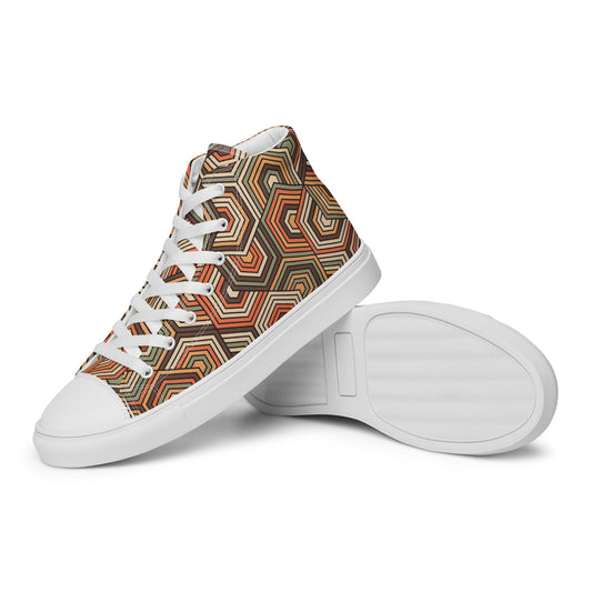 Hexagonal Retro Pattern - Women’s high top canvas shoes