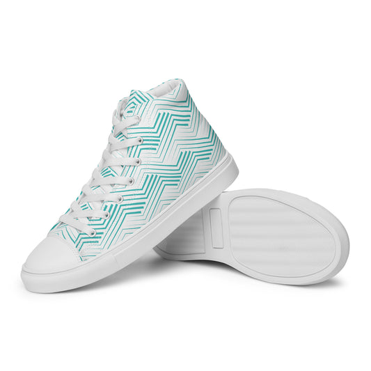 Blue Zigzag - Women’s high top canvas shoes