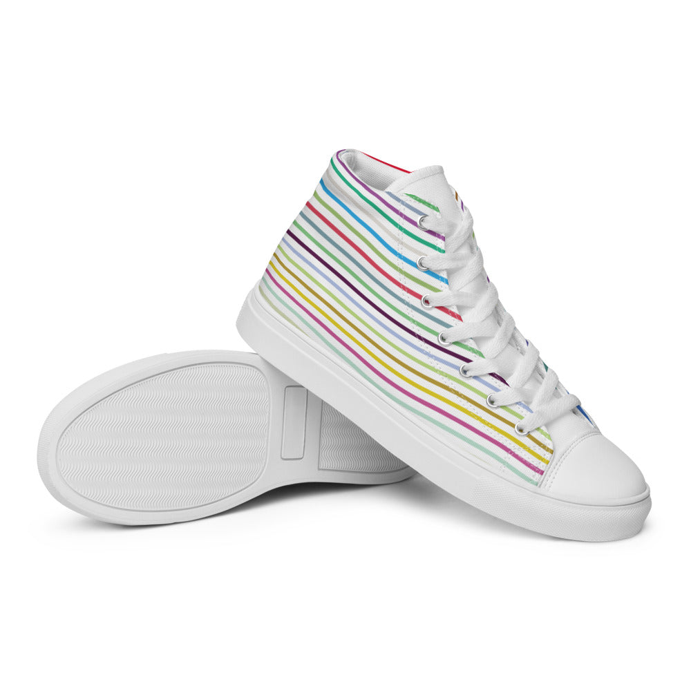 Neon Lines - Sustainably Made Women's High Top Canvas Shoes
