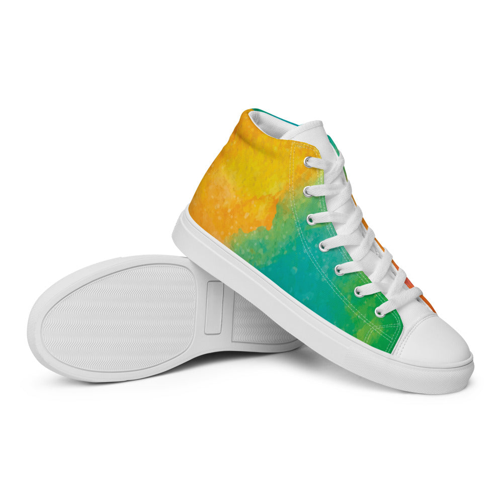 Water Color - Sustainably Made Women's High Top Canvas Shoes