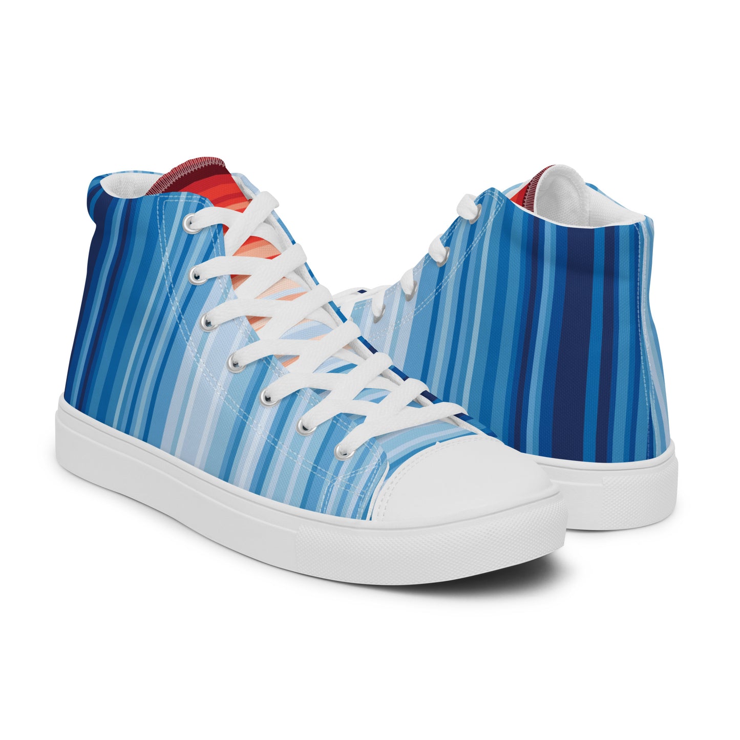 Climate Change Global Warming Stripes - Sustainably Made Women’s high top canvas shoes