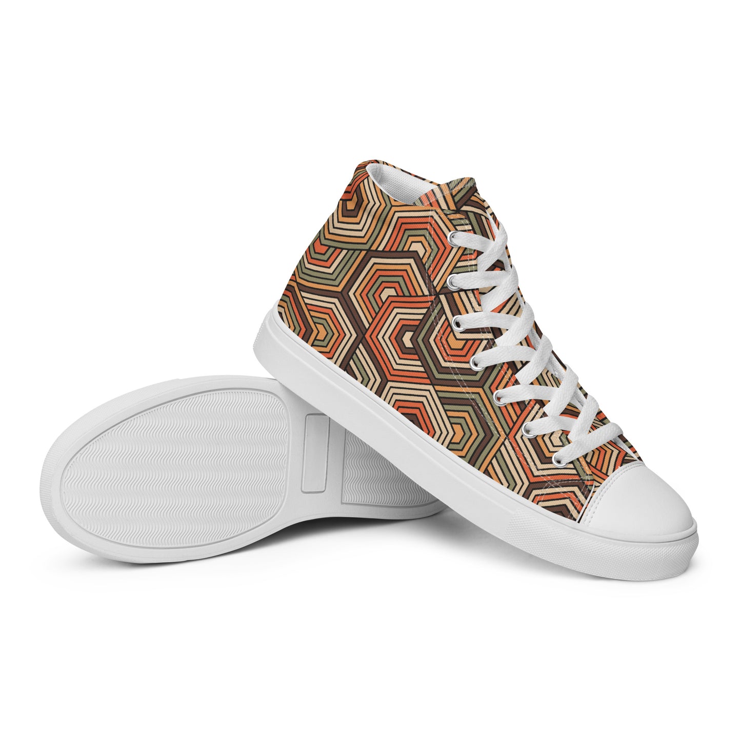 Hexagonal Retro Pattern - Women’s high top canvas shoes