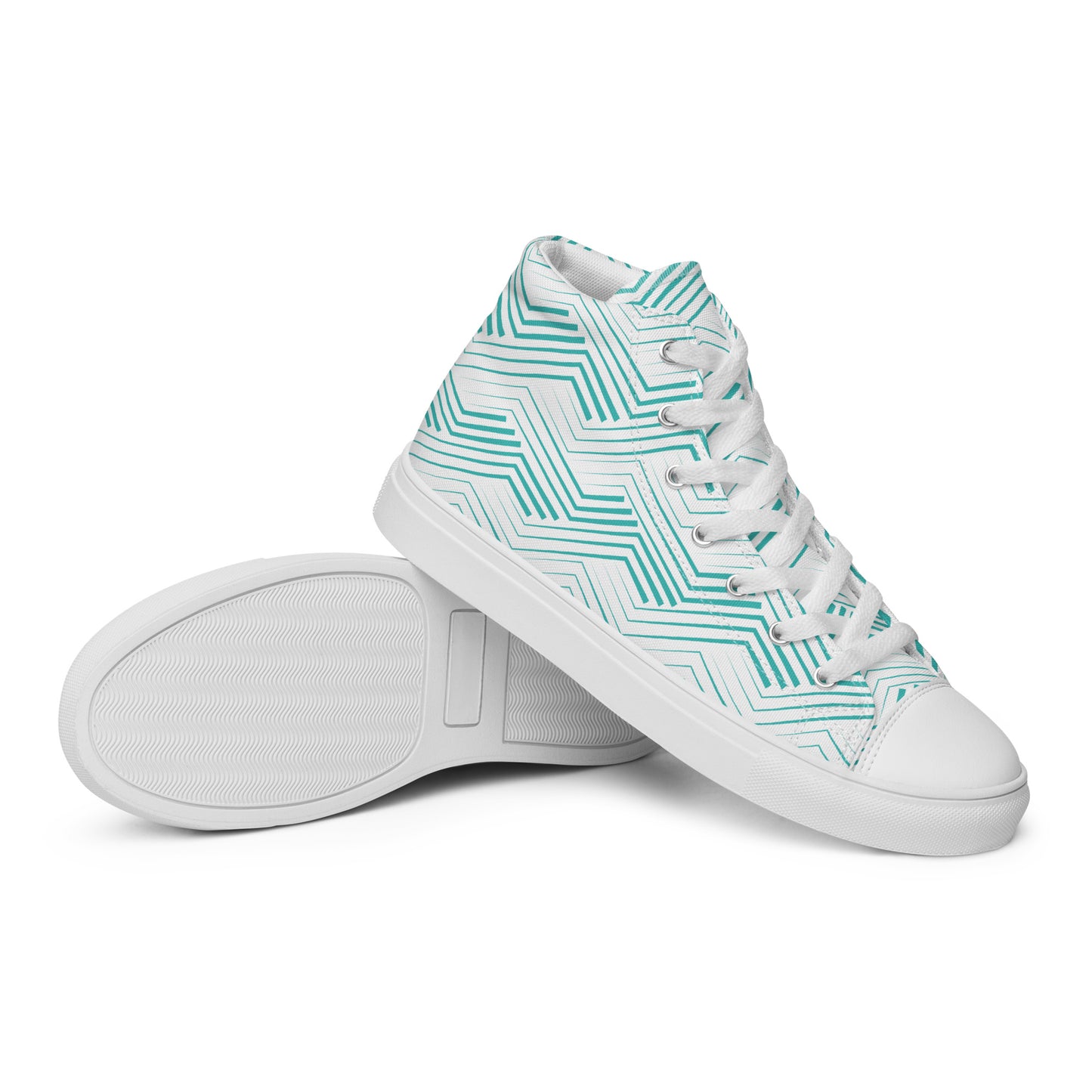 Blue Zigzag - Women’s high top canvas shoes