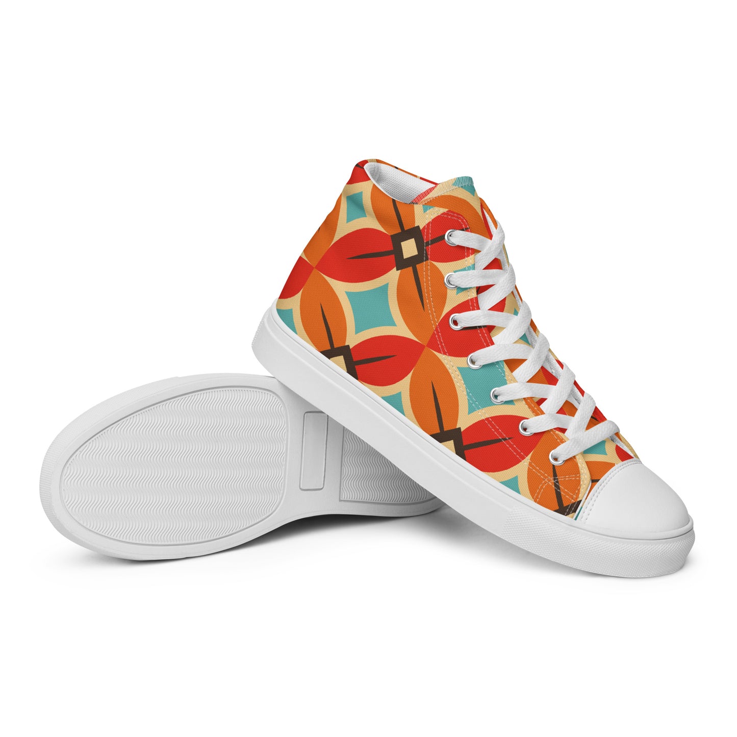 Retro Flower - Sustainably Made Women’s high top canvas shoes