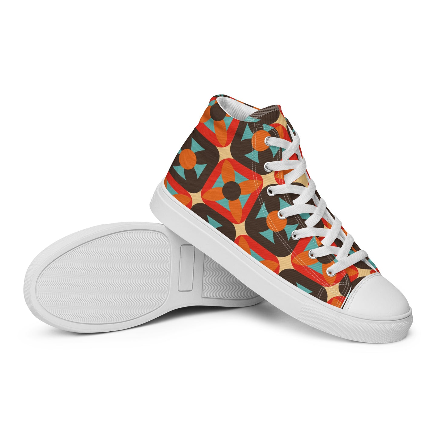 Retro Block - Sustainably Made Women’s high top canvas shoes