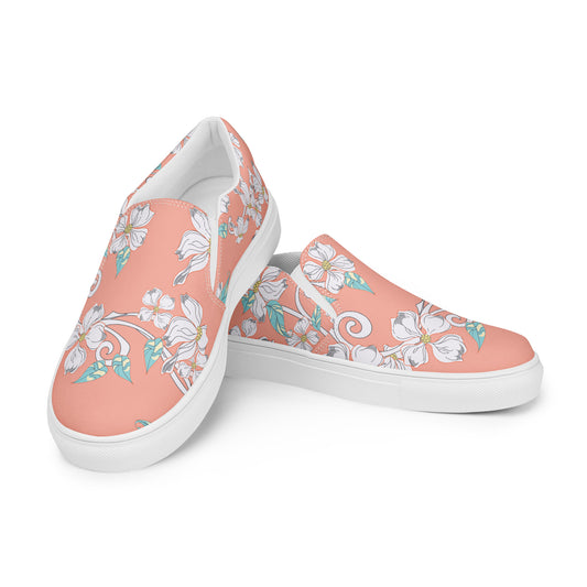 Pink Floral - Sustainably Made Women's Slip-On Canvas Shoes