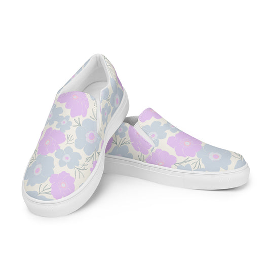 Pastel Floral - Sustainably Made Women's Slip-On Canvas Shoes