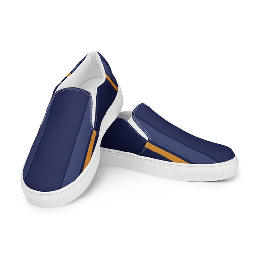 Navy Vertical - Sustainably Made Women's Slip-On Canvas Shoes