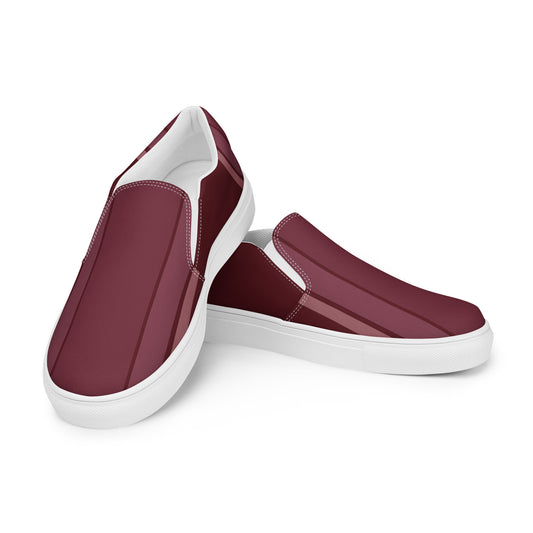 Burgundy Vertical - Sustainably Made Women's Slip-On Canvas Shoes