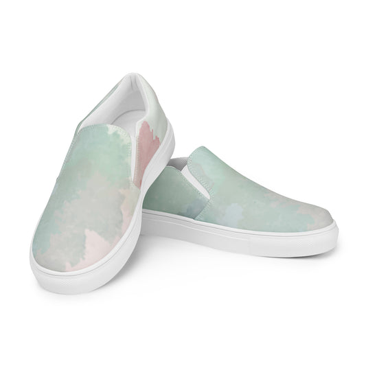 Water Color Abstract - Sustainably Made Women's Slip-On Canvas Shoes