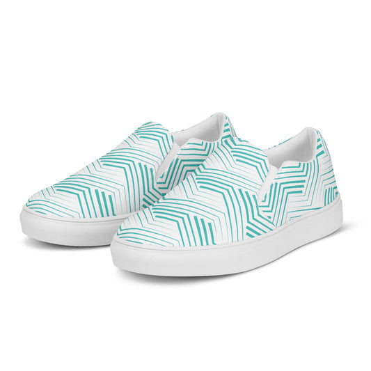 Blue Zigzag - Women’s slip-on canvas shoes