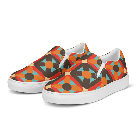 Retro Block - Sustainably Made Women’s slip-on canvas shoes