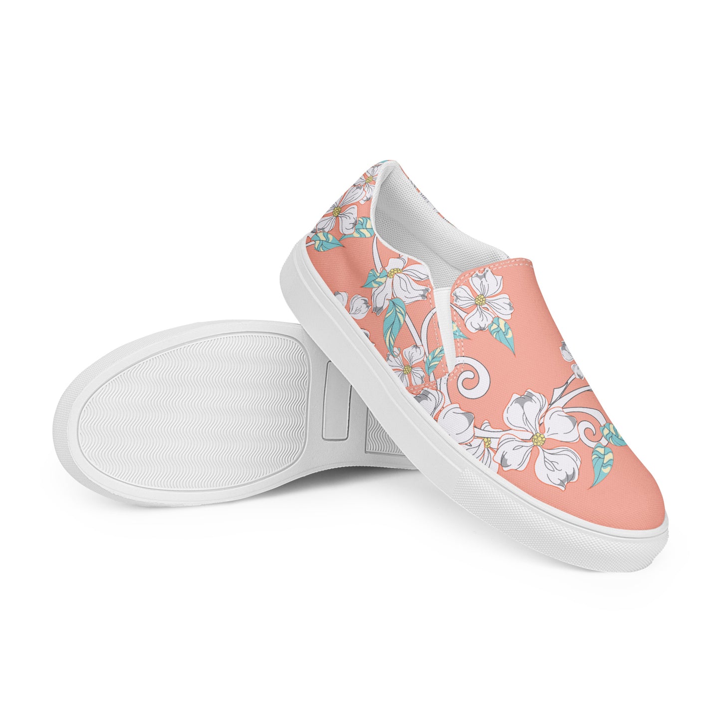 Pink Floral - Sustainably Made Women's Slip-On Canvas Shoes