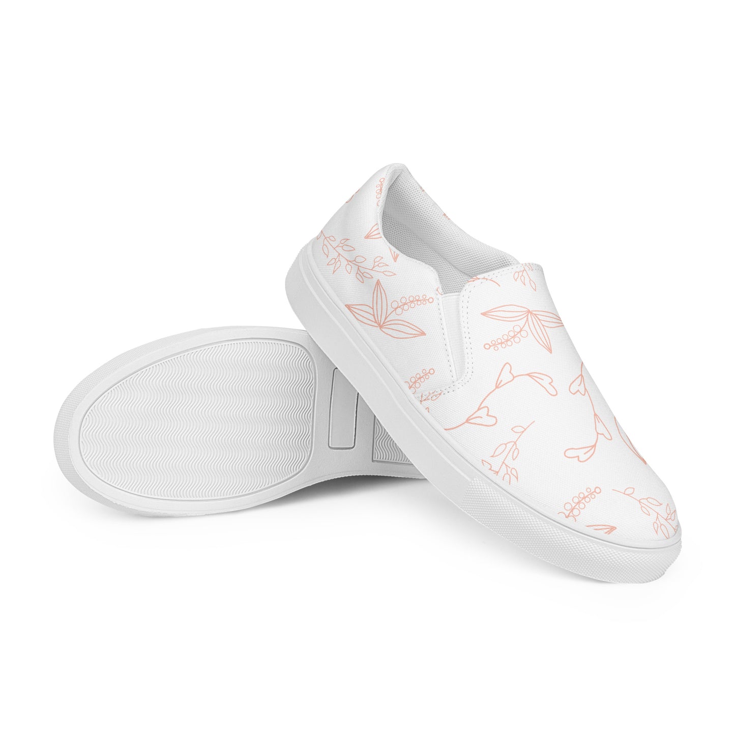White Floral - Sustainably Made Women's Slip-On Canvas Shoes