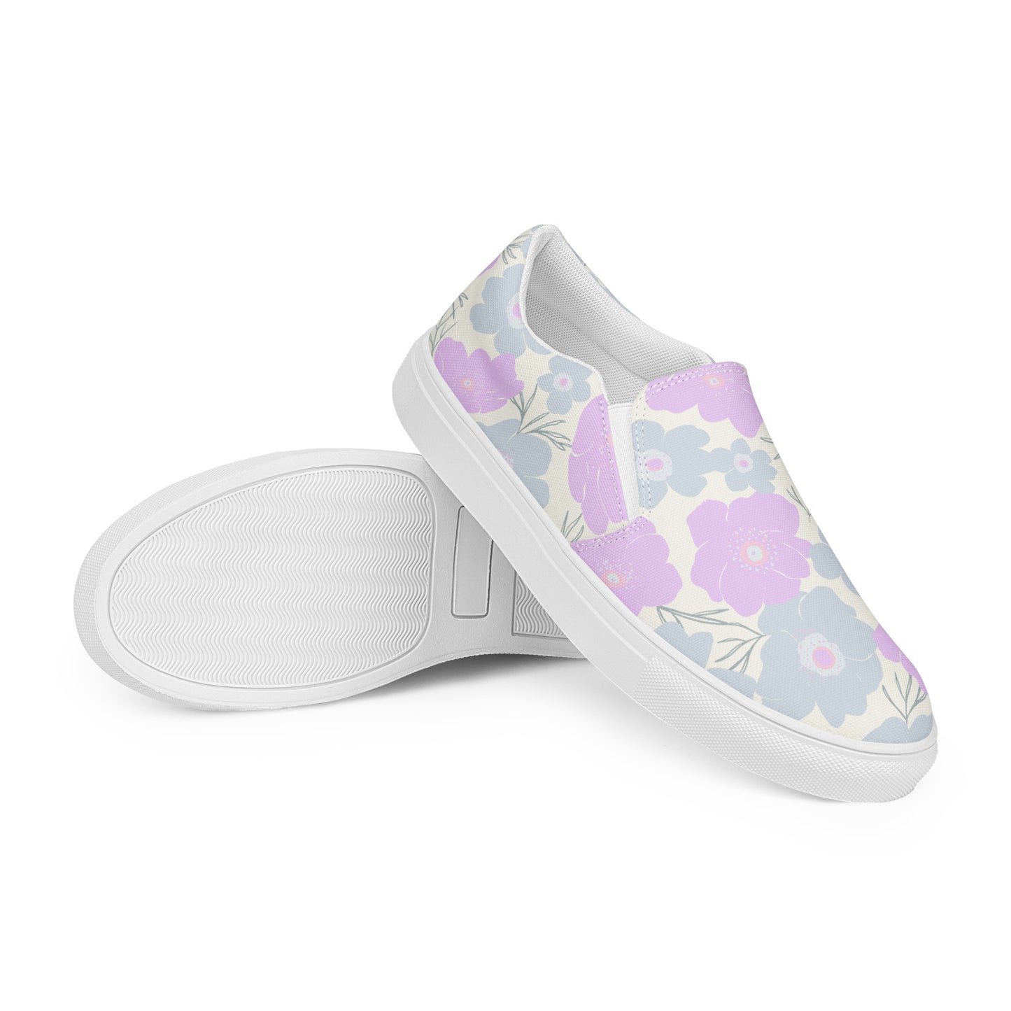 Pastel Floral - Sustainably Made Women's Slip-On Canvas Shoes