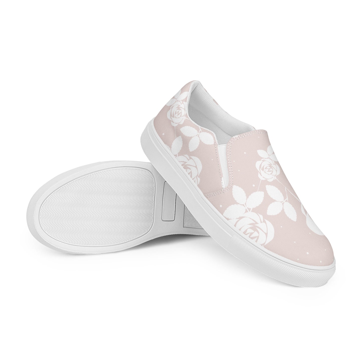 Baby Pink Floral - Sustainably Made Women's Slip-On Canvas Shoes