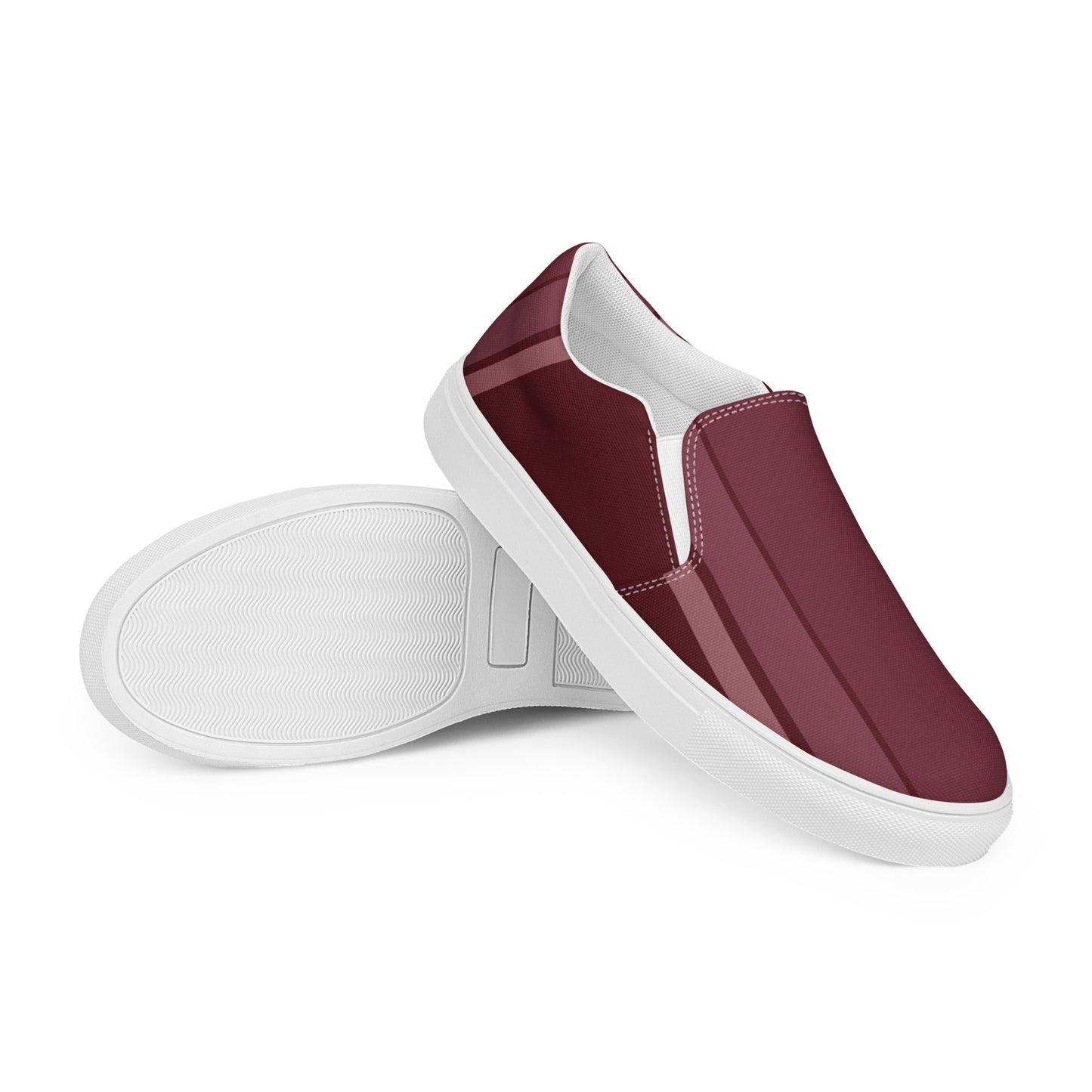 Burgundy Vertical - Sustainably Made Women's Slip-On Canvas Shoes