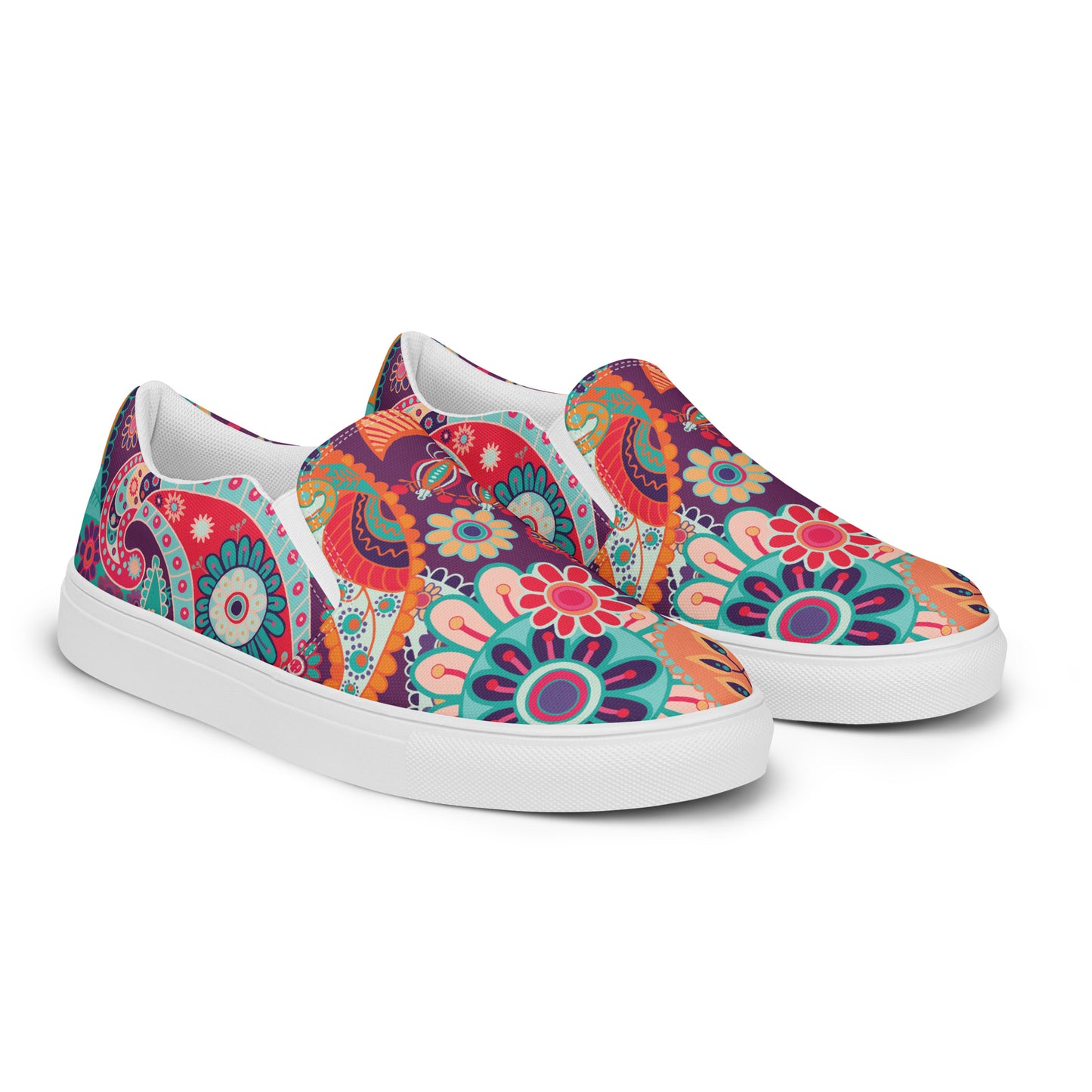 Floral Orange Tribe - Women’s slip-on canvas shoes