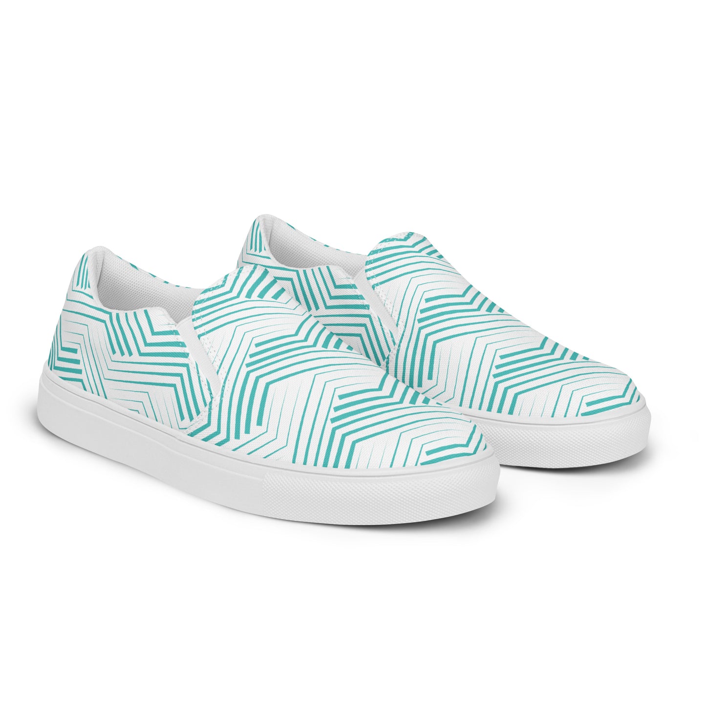 Blue Zigzag - Women’s slip-on canvas shoes