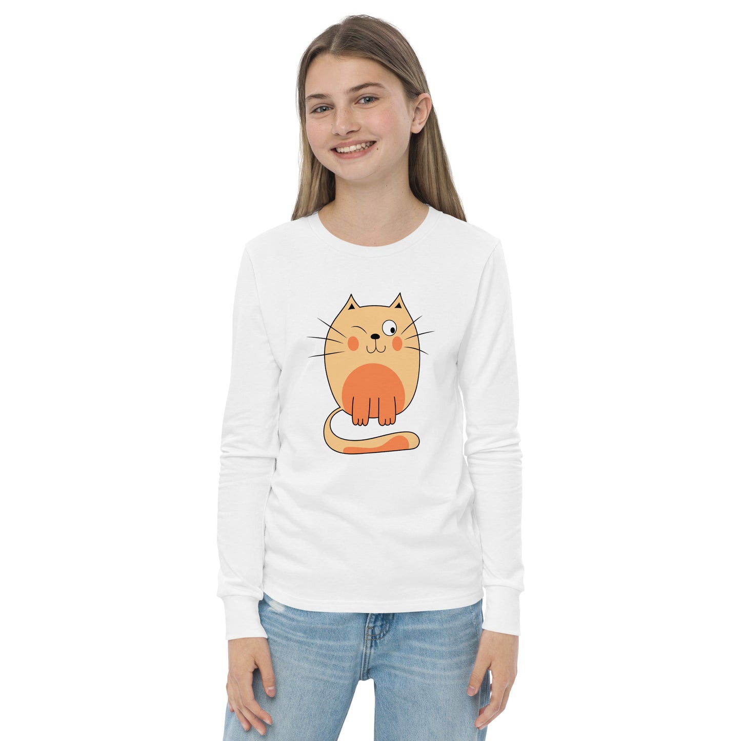 Orange Cat - Sustainably Made Kids Long Sleeve T-shirt