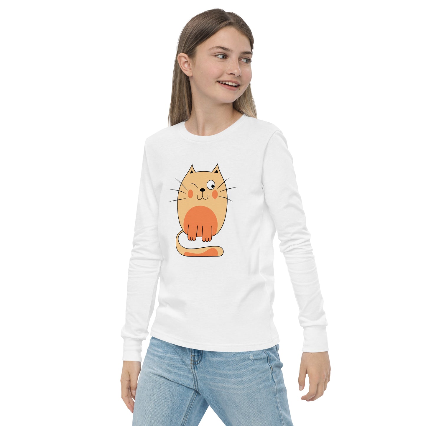 Orange Cat - Sustainably Made Kids Long Sleeve T-shirt
