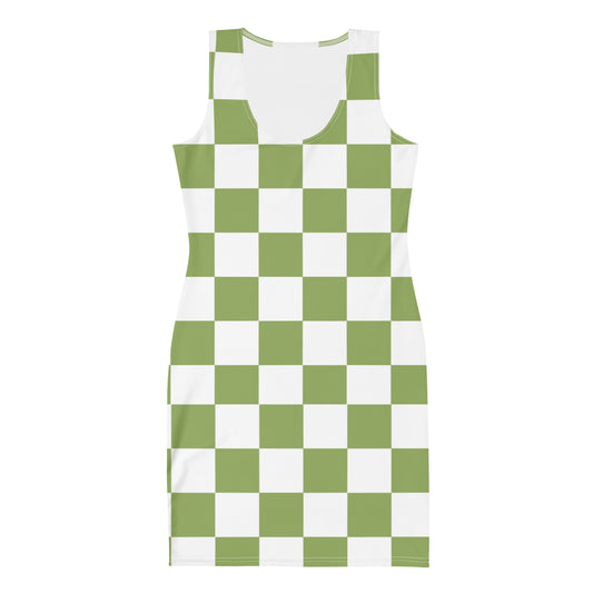Green Chess Pattern - Inspired By Zendaya - Sustainably Made Bodycon dress